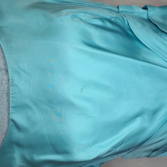 60s Vintage Cinderella Blue Full Length Formal Gown Short Sleeves - Picture 10 of 16